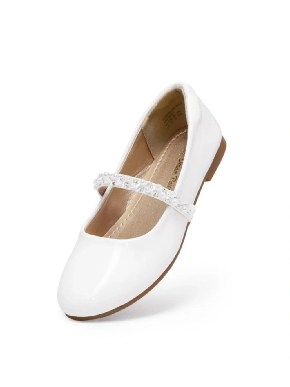 NIB DREAM PAIRS White Patent Leather Girls Mary Jane with Beaded Strap